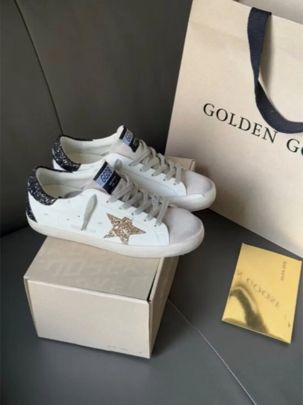 Golden Goose White Leather Superstar Sneakers with Gold Star - Picture 1 of 4